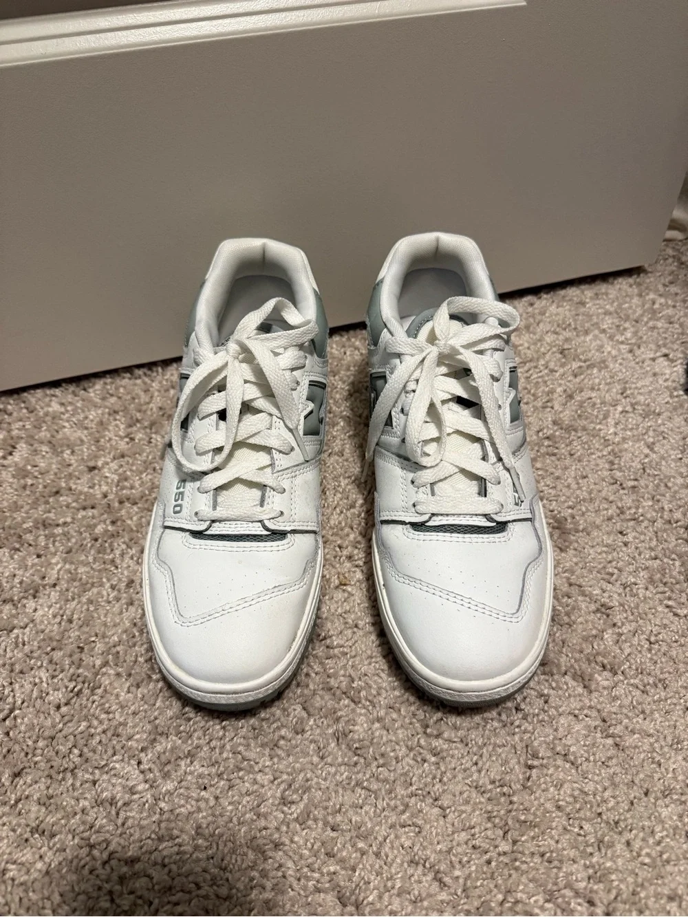New Balance 550 White with Light Grayish-Blue Accents